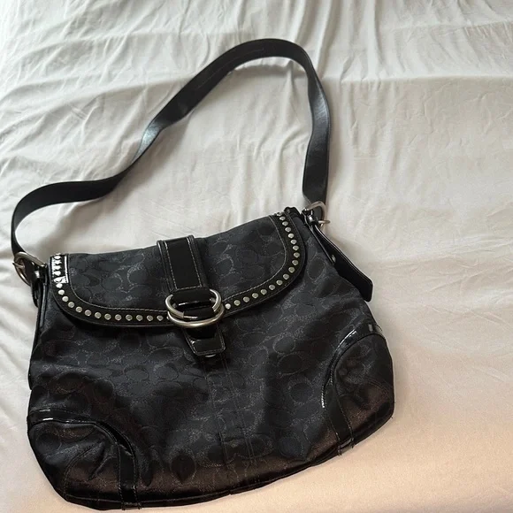 Coach Black Crossbody Bag with Silver Accents - Picture 2 of 8